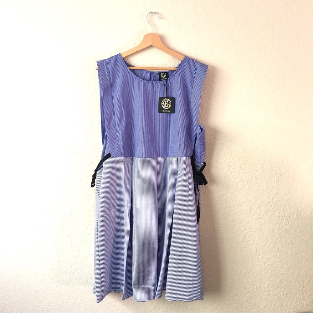 Bobeau XL dress mini blue stripes sleeveless - Picture 4 of 7